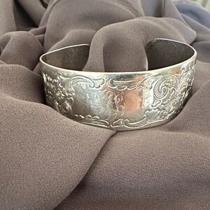 Engraved Silver Cuff Bracelet